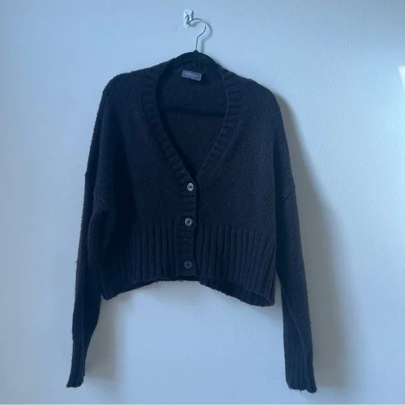 Wooden Ships Jac Cropped Ribbed Mohair Wool Cardigan M/L - Picture 3 of 4